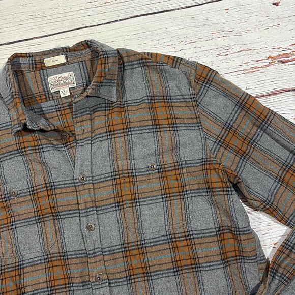 J. Crew Gray Orange Midweight flannel button front workshirt - Picture 9 of 9